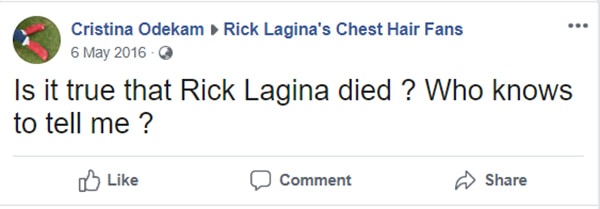 Image of Caption: Rick fan asked questions on his fan-made facebook