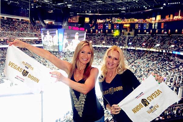 Image of Agnes Wilczynski cheering in ice hockey game