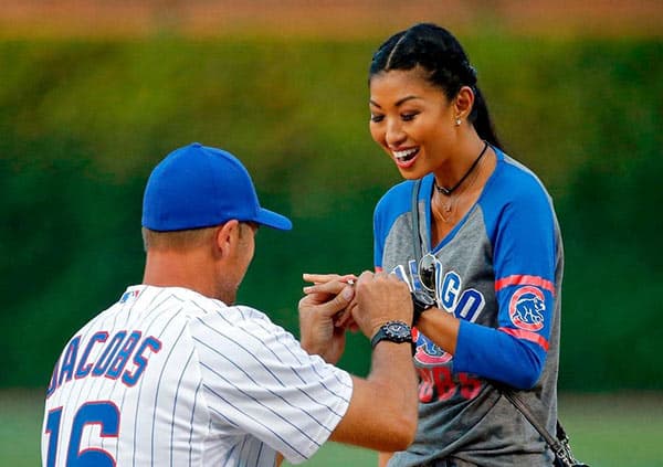 Image of Chris Jacobs proposing Ivy Teves with diamond ring